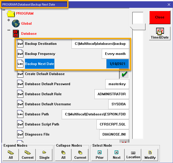 Database Backup