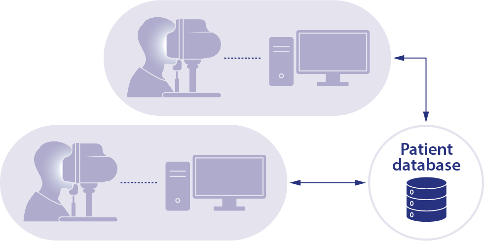 Illustration of the patient database on a computer network